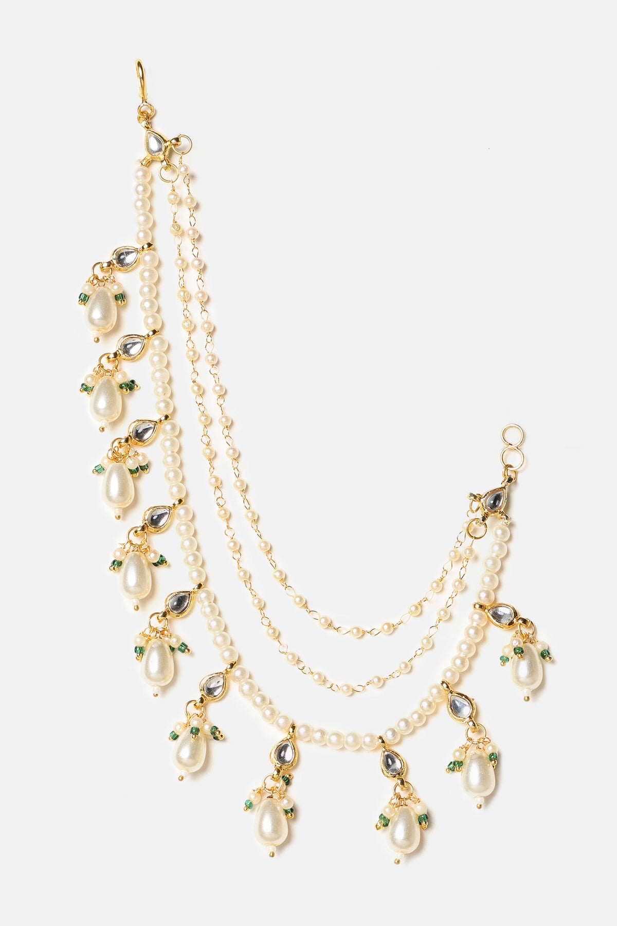 Handmade Kundan Pearl Pair of Ear Chains 