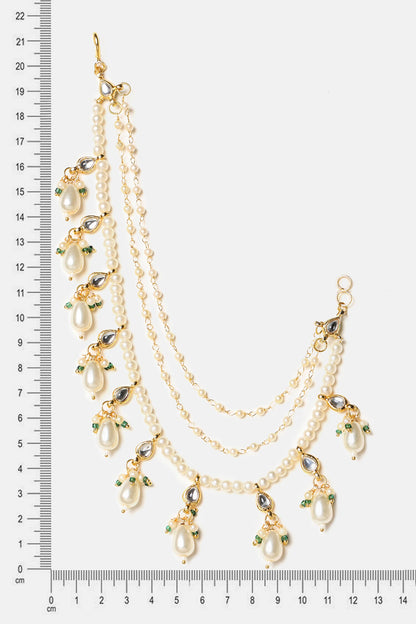 Handmade Kundan Pearl Pair of Ear Chains 