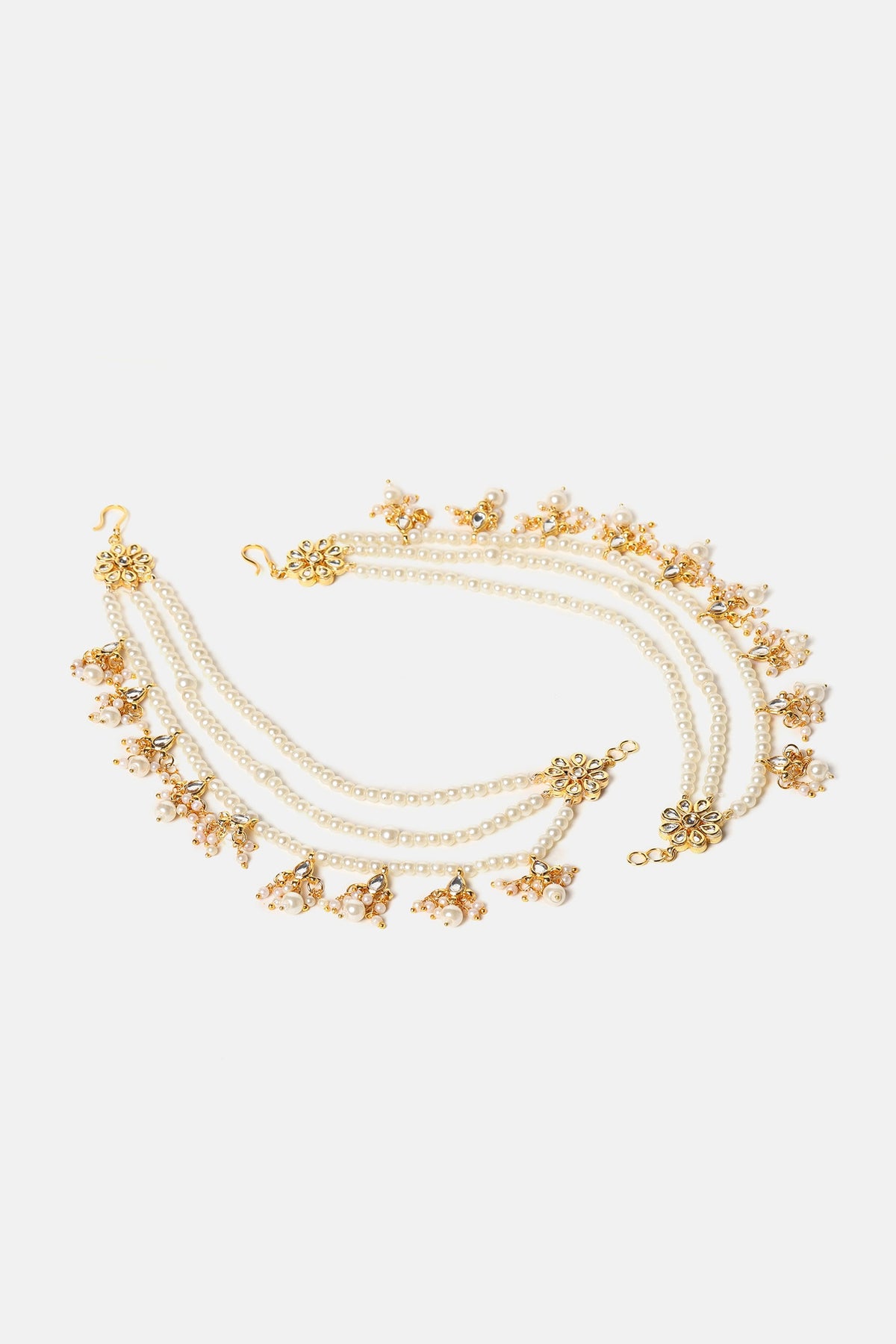 Handmade Kundan Pearl Pair of Ear Chain 