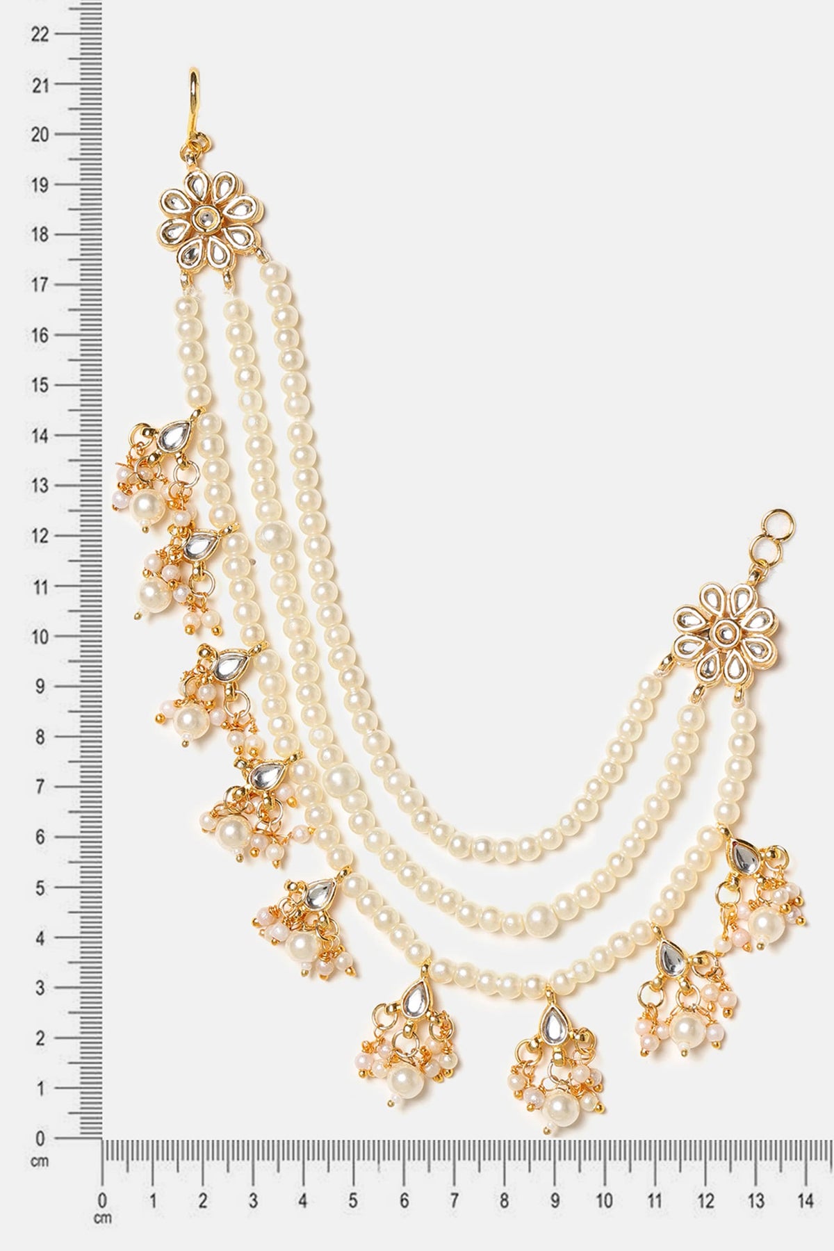 Handmade Kundan Pearl Pair of Ear Chain 