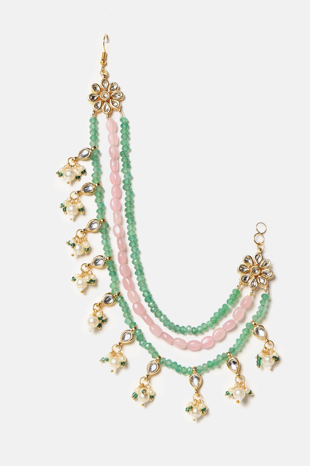 Kundan Pearl Beaded Pair of Ear Chain 