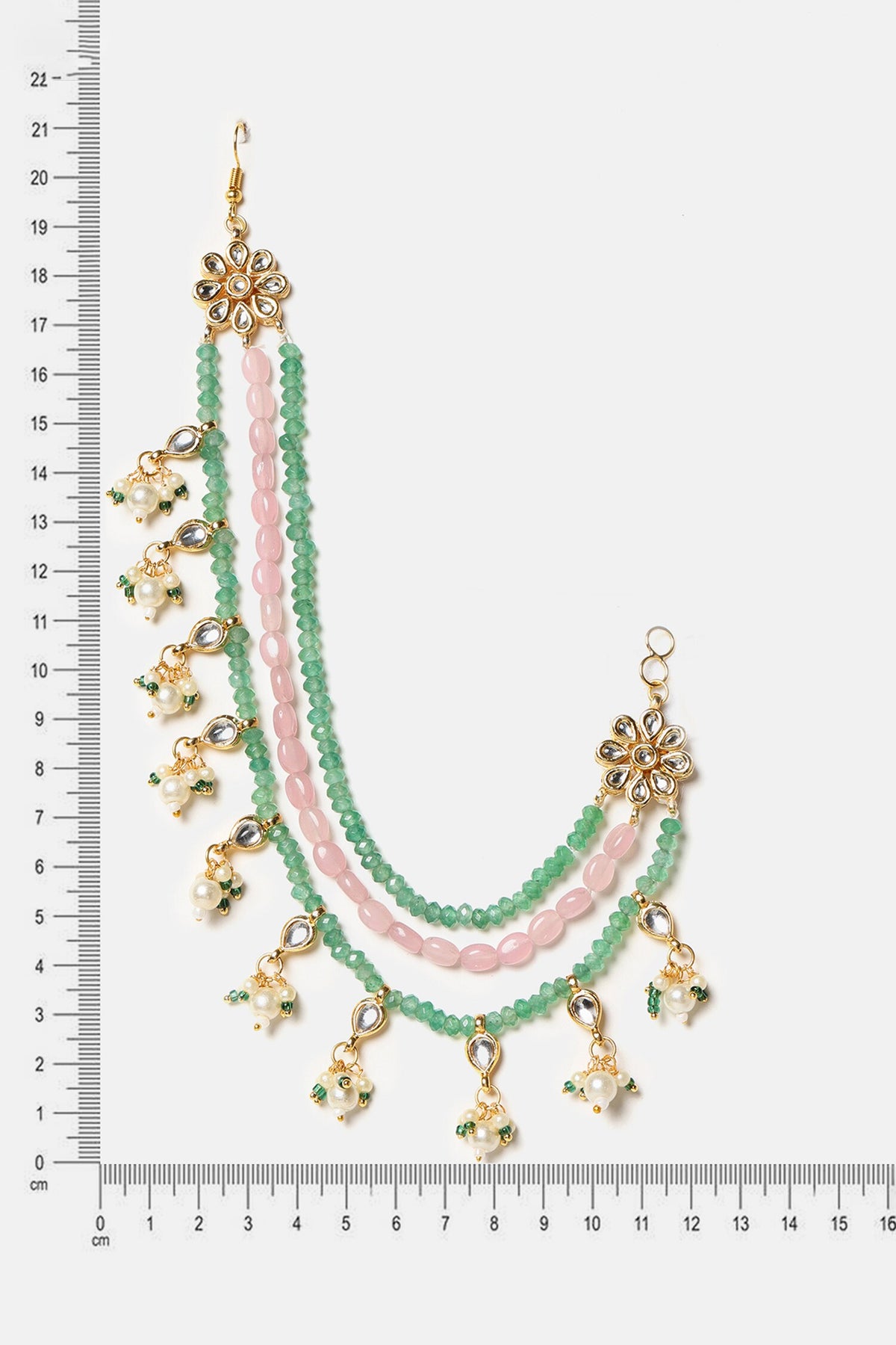 Kundan Pearl Beaded Pair of Ear Chain 