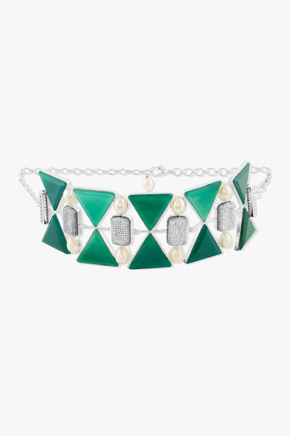 Elowyn Stone Embellished Cutwork Choker 