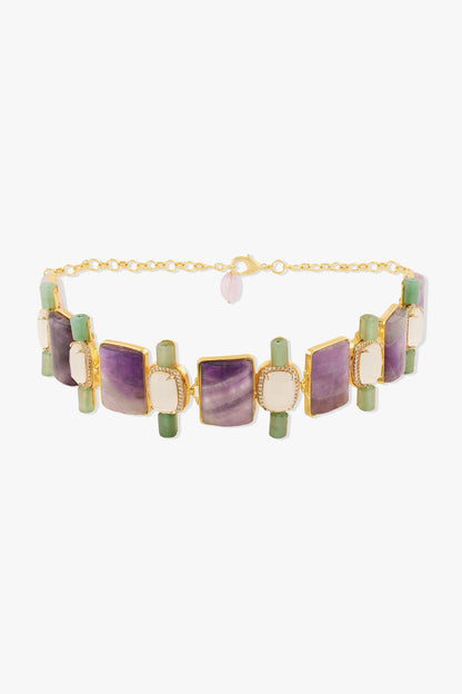 Xelene Stone Studded Cutwork Choker 