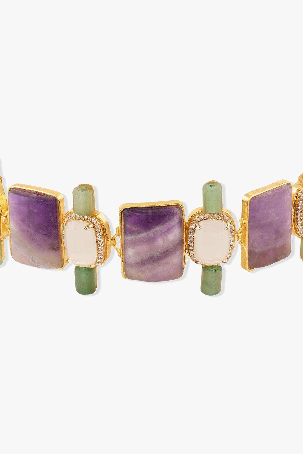 Xelene Stone Studded Cutwork Choker 