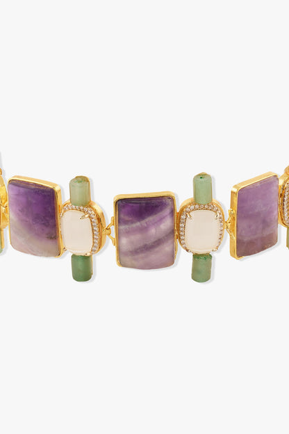 Xelene Stone Studded Cutwork Choker 