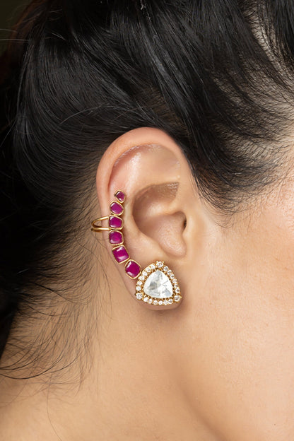 Ruby Serpent Cuff Earrings 