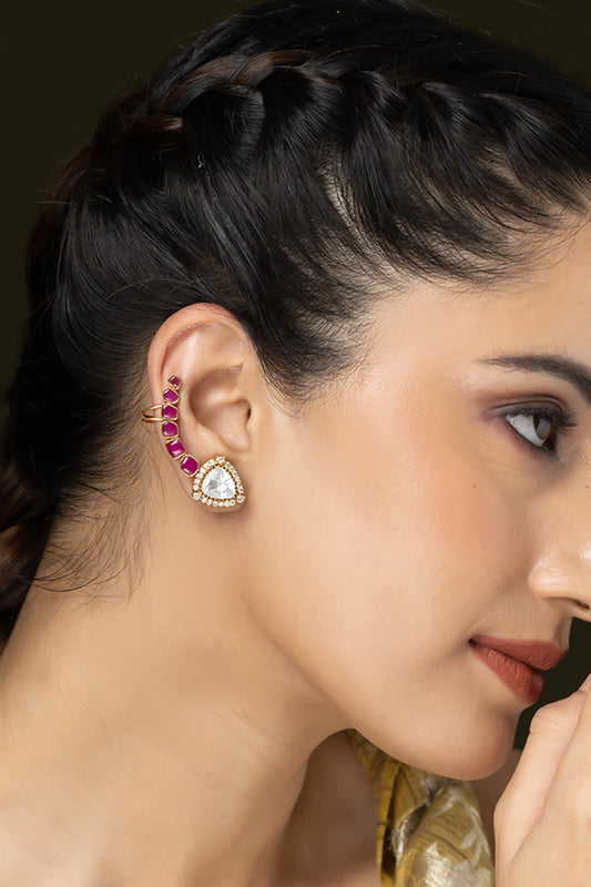 Ruby Serpent Cuff Earrings 