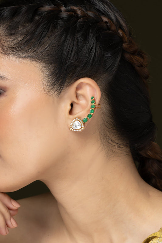 Serpentine Grace Gold Cuff Earrings 
