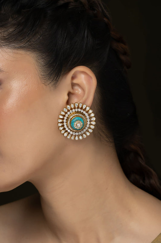 Aqua Centerpiece Stud Earrings 