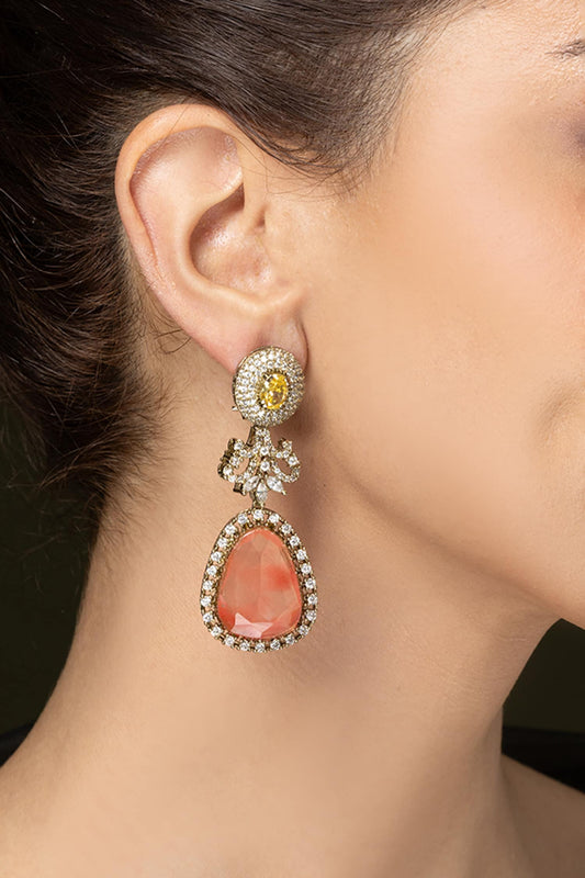 Sunset Tear Drop Embellished Earrings 