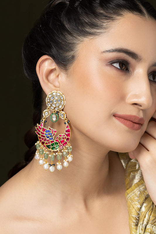 Enamel Peacock Embellished Danglers 