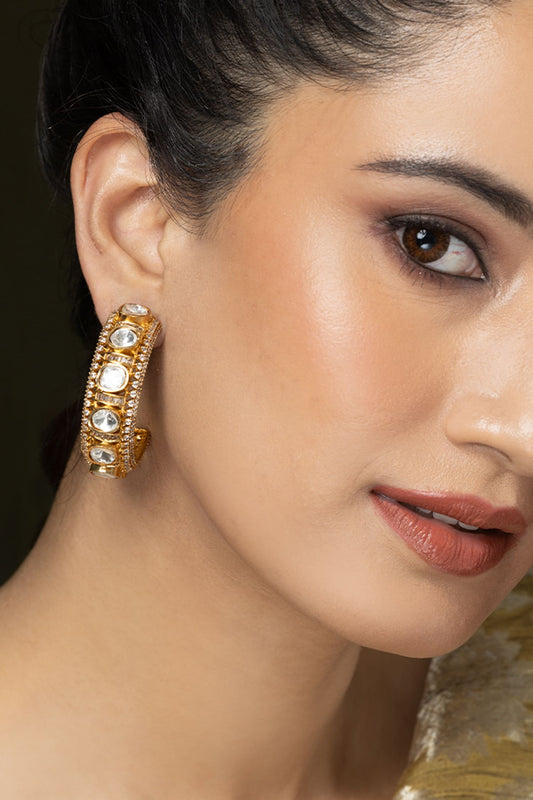 Polki Embellished Halo Hoops 