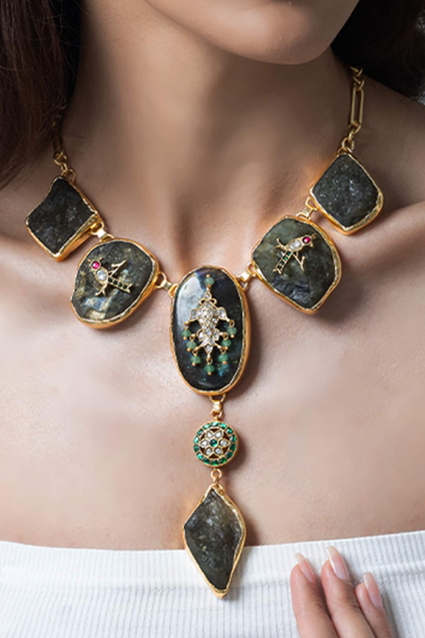 Crystal Drop Long Necklace 
