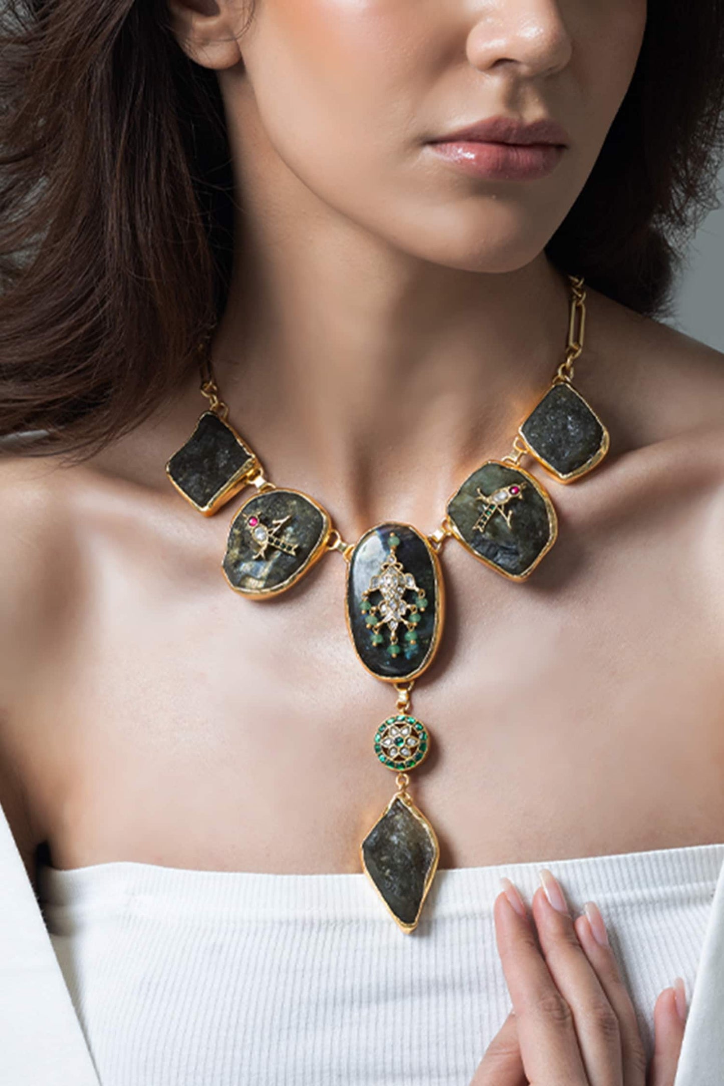 Crystal Drop Long Necklace 