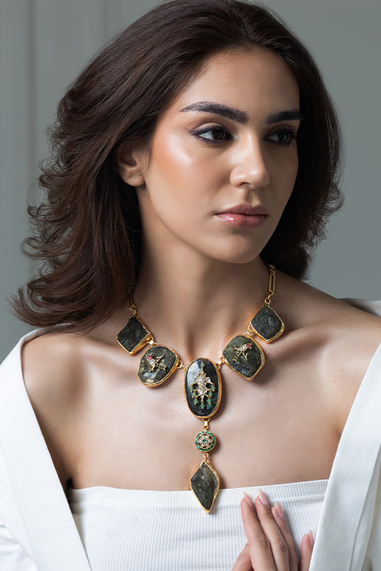 Crystal Drop Long Necklace 