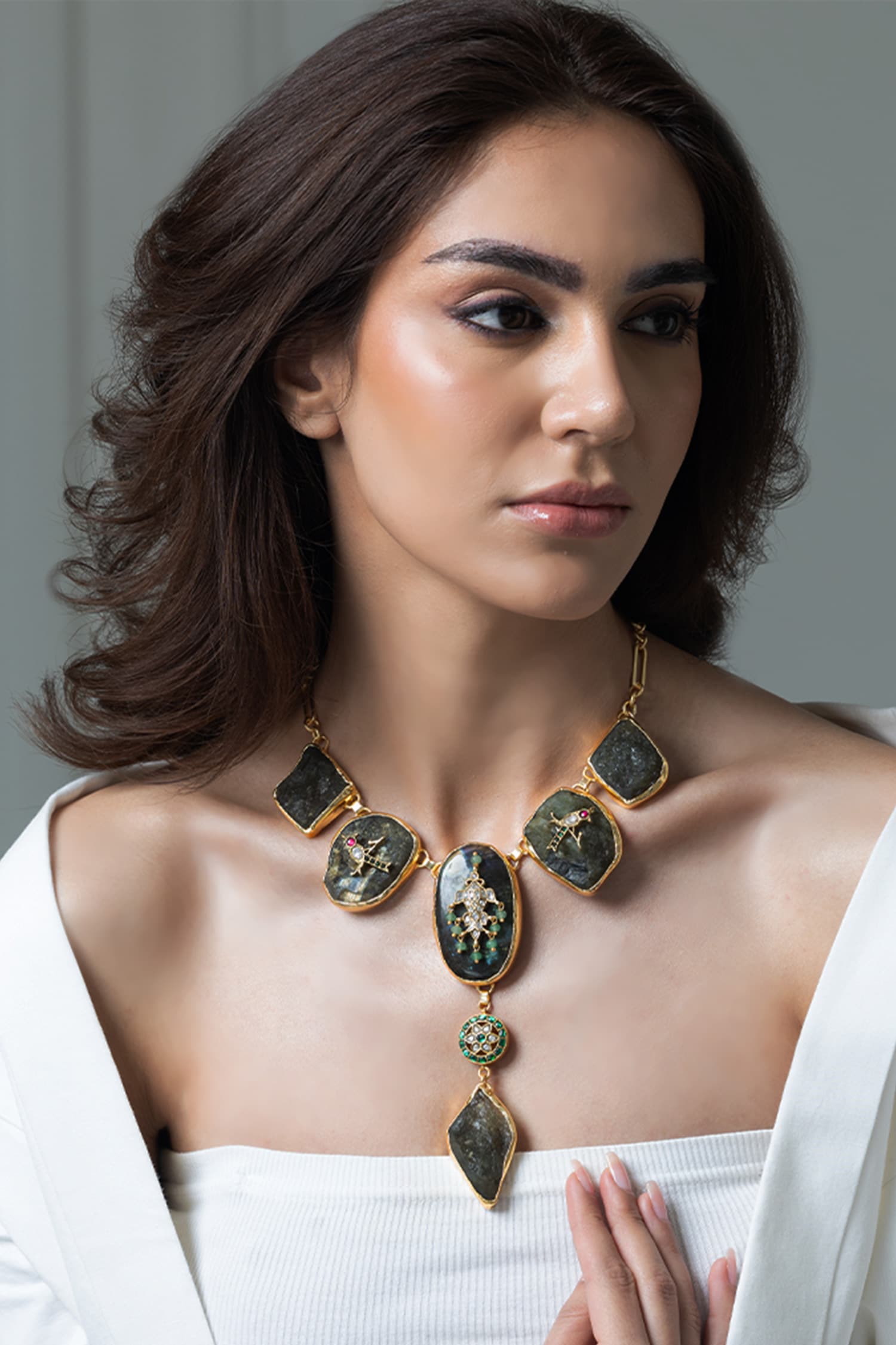 Crystal Drop Long Necklace 