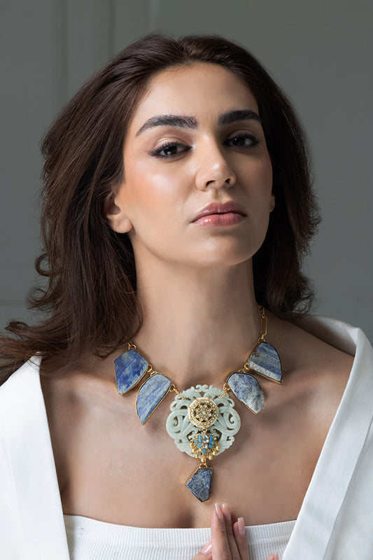Carved Imperial Blue Necklace 