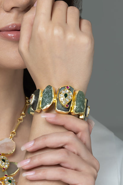 Artisan Raw Green Stone Bracelet 