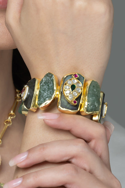 Artisan Raw Green Stone Bracelet 