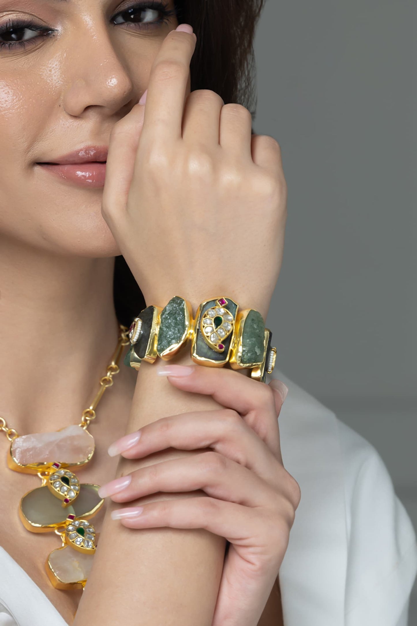 Artisan Raw Green Stone Bracelet 