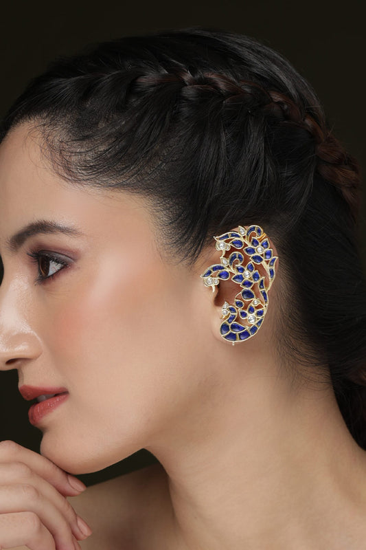 Indigo Bloom Hoop Ear Cuffs - Set of 2 