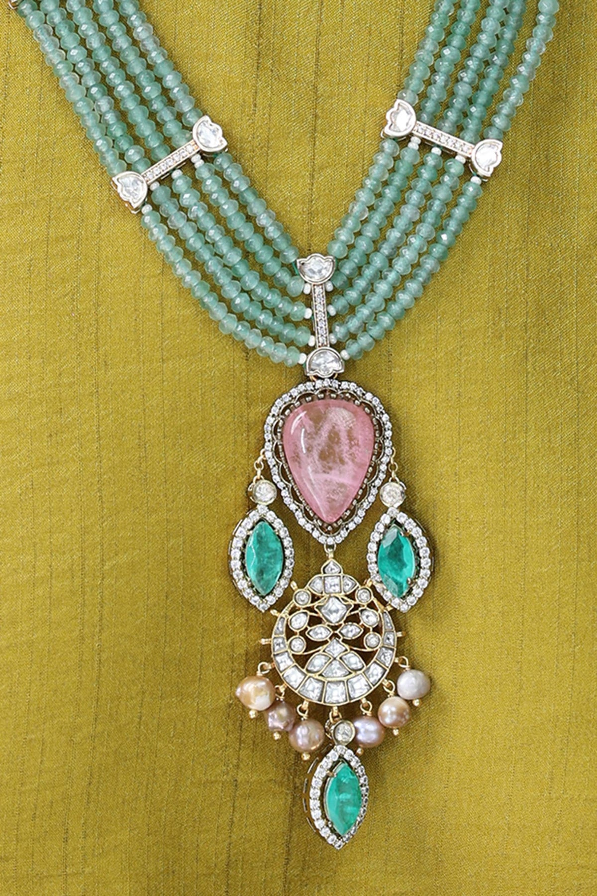 Verdant Multi Strand Heart Necklace 