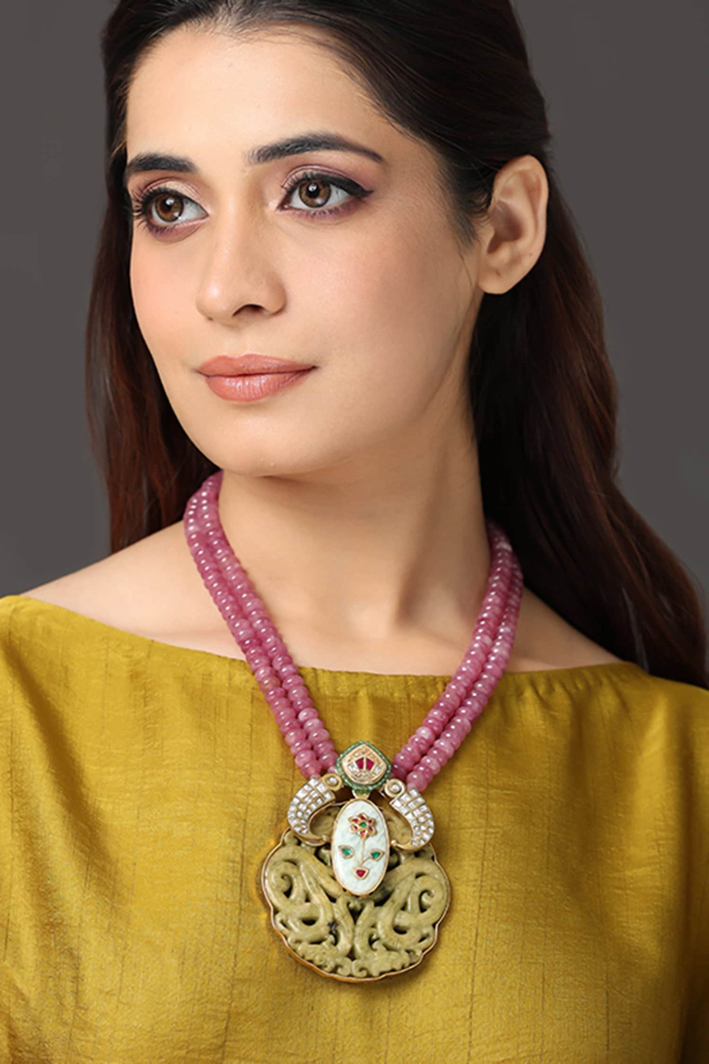 Ruby & Moss Medallion Pendant Necklace 
