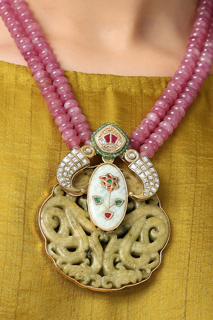 Ruby & Moss Medallion Pendant Necklace 