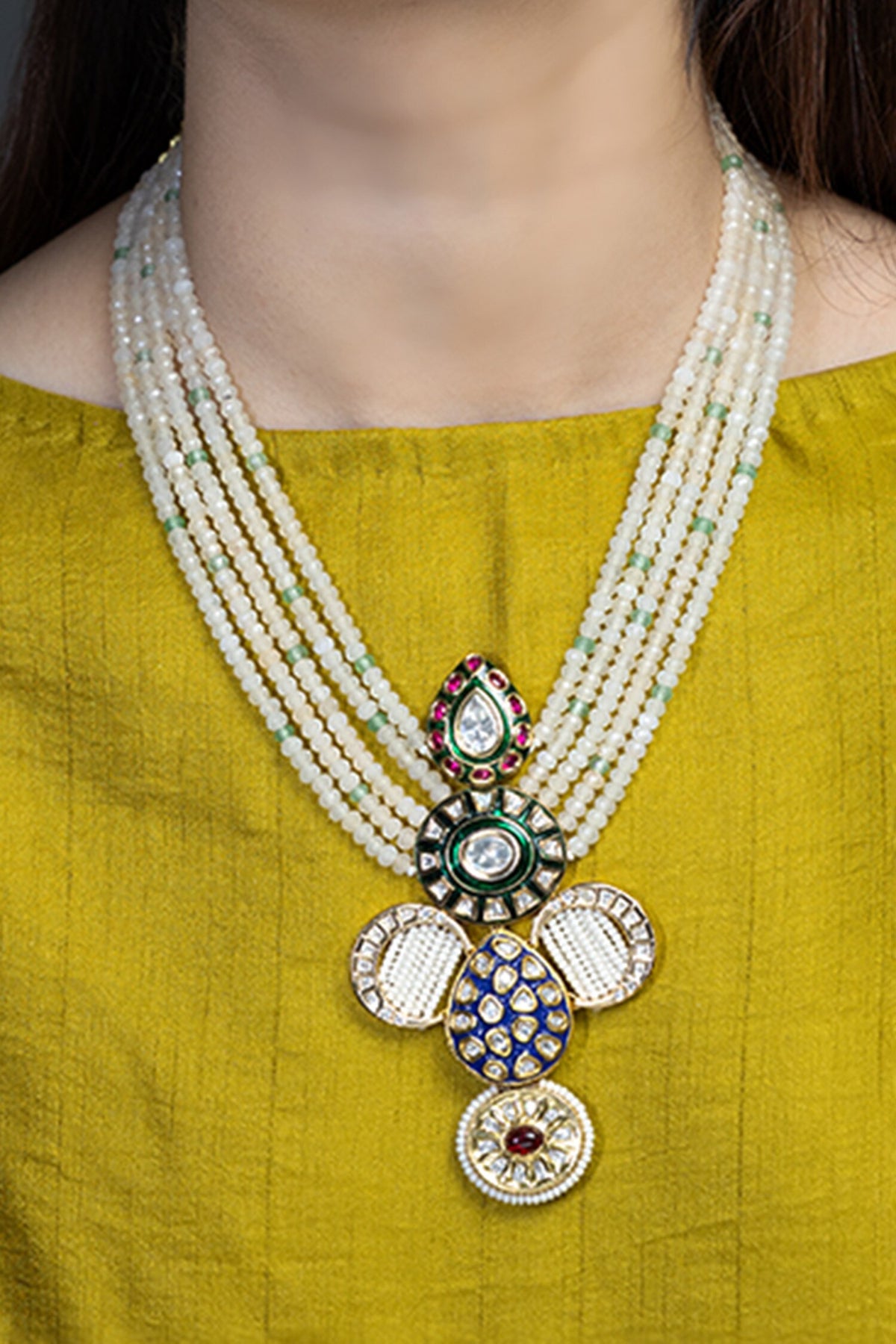 Swarna Stone Embellished Pendant Necklace 
