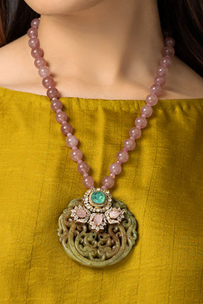 Rajwada Floral Carved Pendant Necklace 