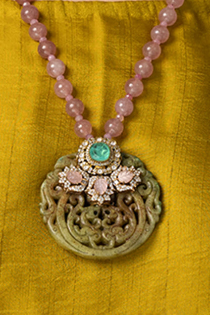 Rajwada Floral Carved Pendant Necklace 