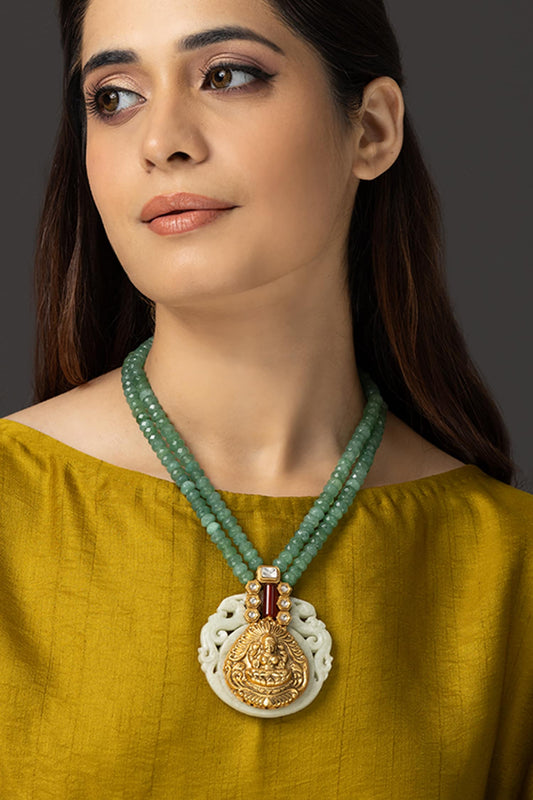 Kalaash Temple Carved Pendant Necklace 