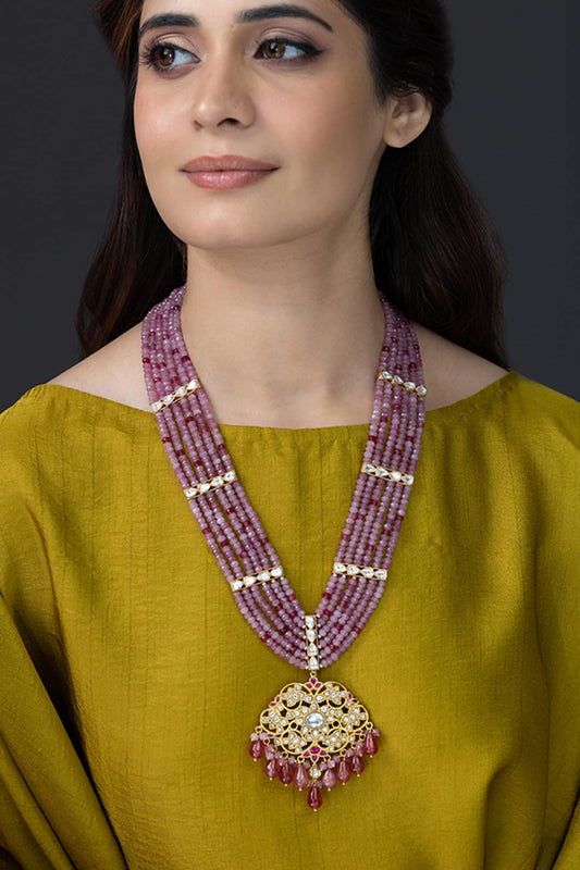 Heeraya Stone Embellished Cutwork Pendant Necklace 