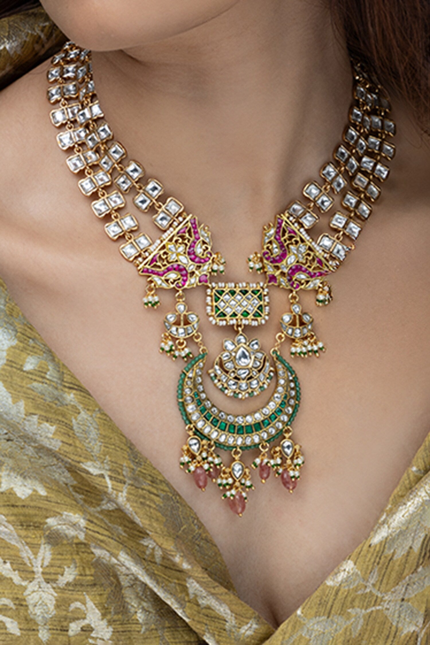 Devika Crescent Shaped Pendant Necklace 