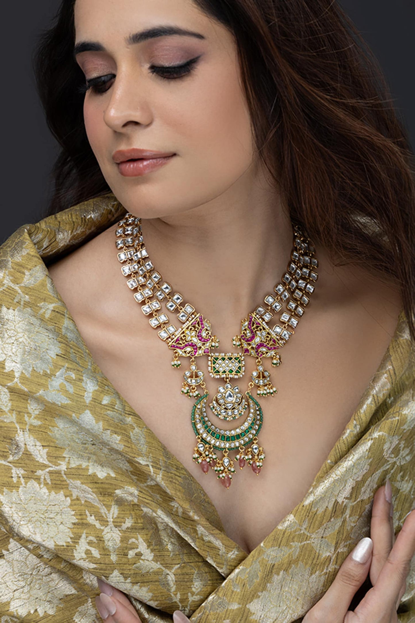Devika Crescent Shaped Pendant Necklace 