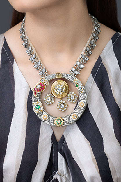 Aarohi Stone Studded Long Pendant Necklace 