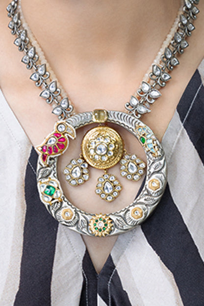 Aarohi Stone Studded Long Pendant Necklace 