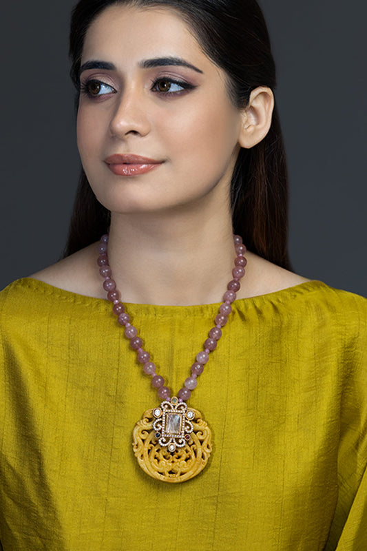 Devika Embellished Long Pendant Necklace 