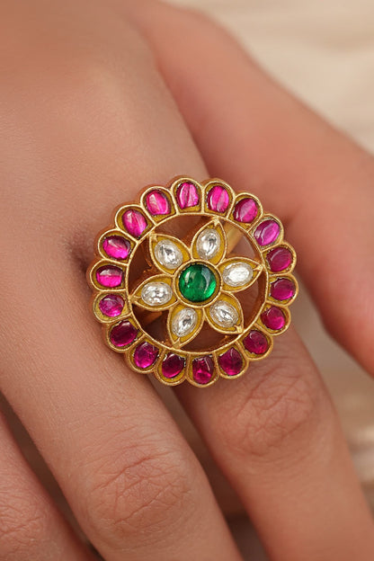 Polki Flower Embellished Ring 