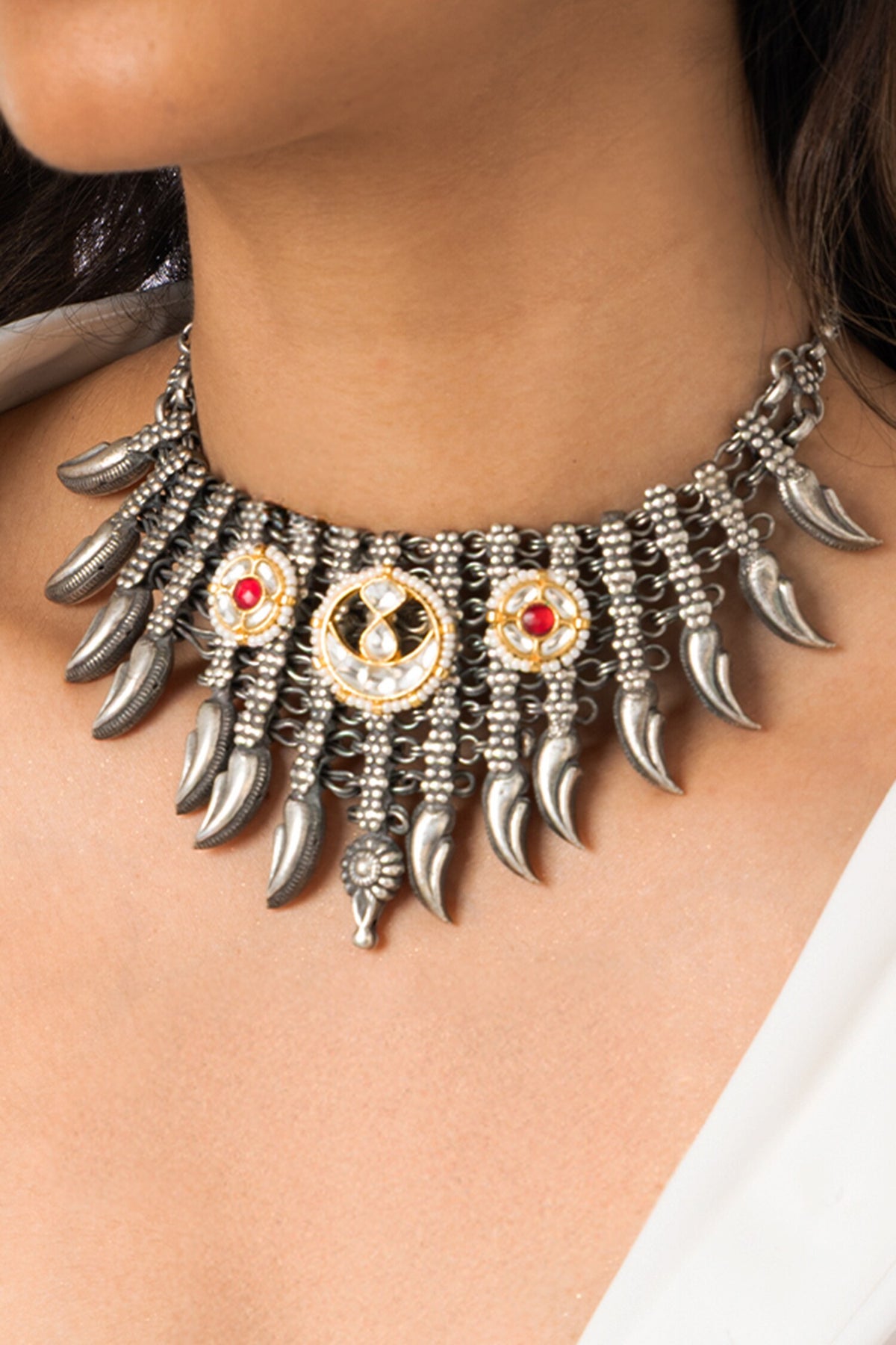 Ornate Tribal Statement Necklace 