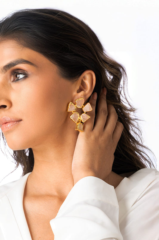 Raw Quartz Petals Earrings 