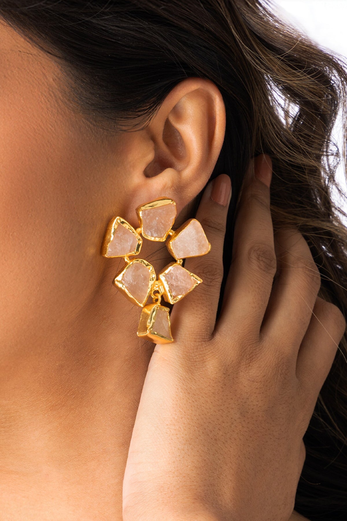 Raw Quartz Petals Earrings 