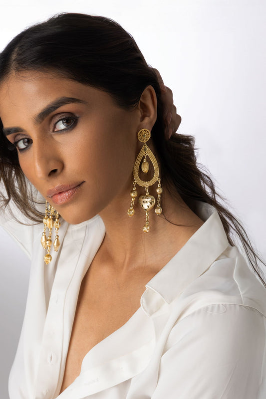Floral Raw Gemstone Earrings 