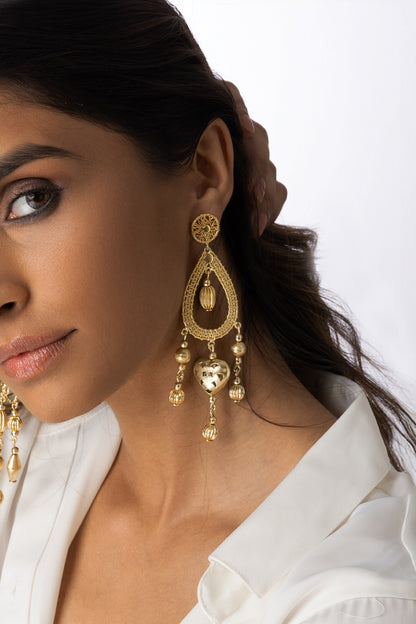 Floral Raw Gemstone Earrings 