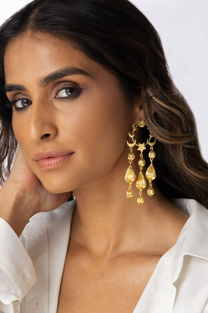 Star Crescent Drop Earrings 