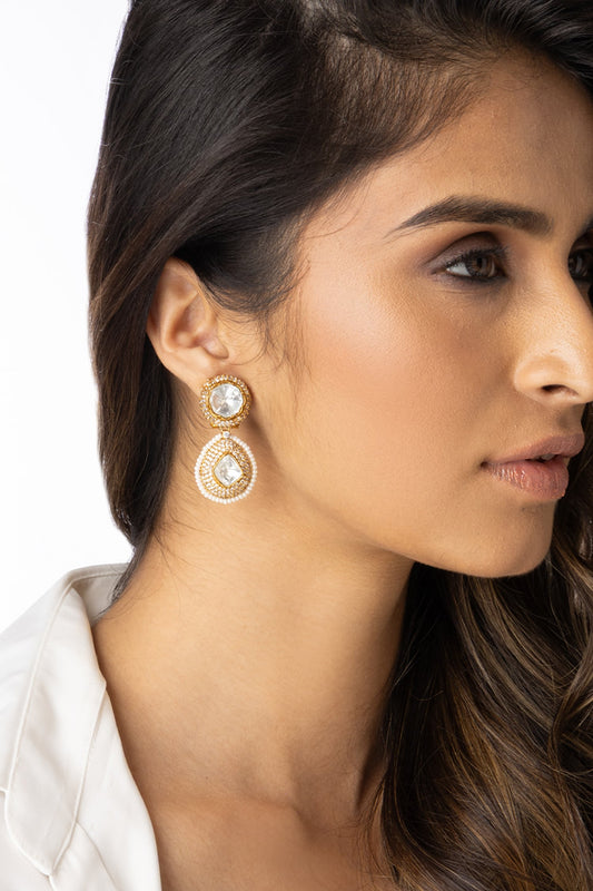 Uncut Stone Oval Earrings 