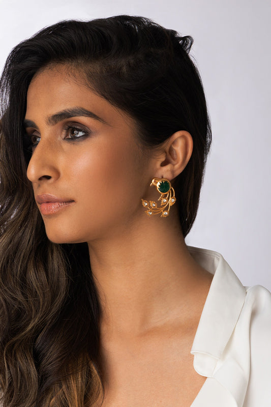 Uncut Stone Embellished Earrings 