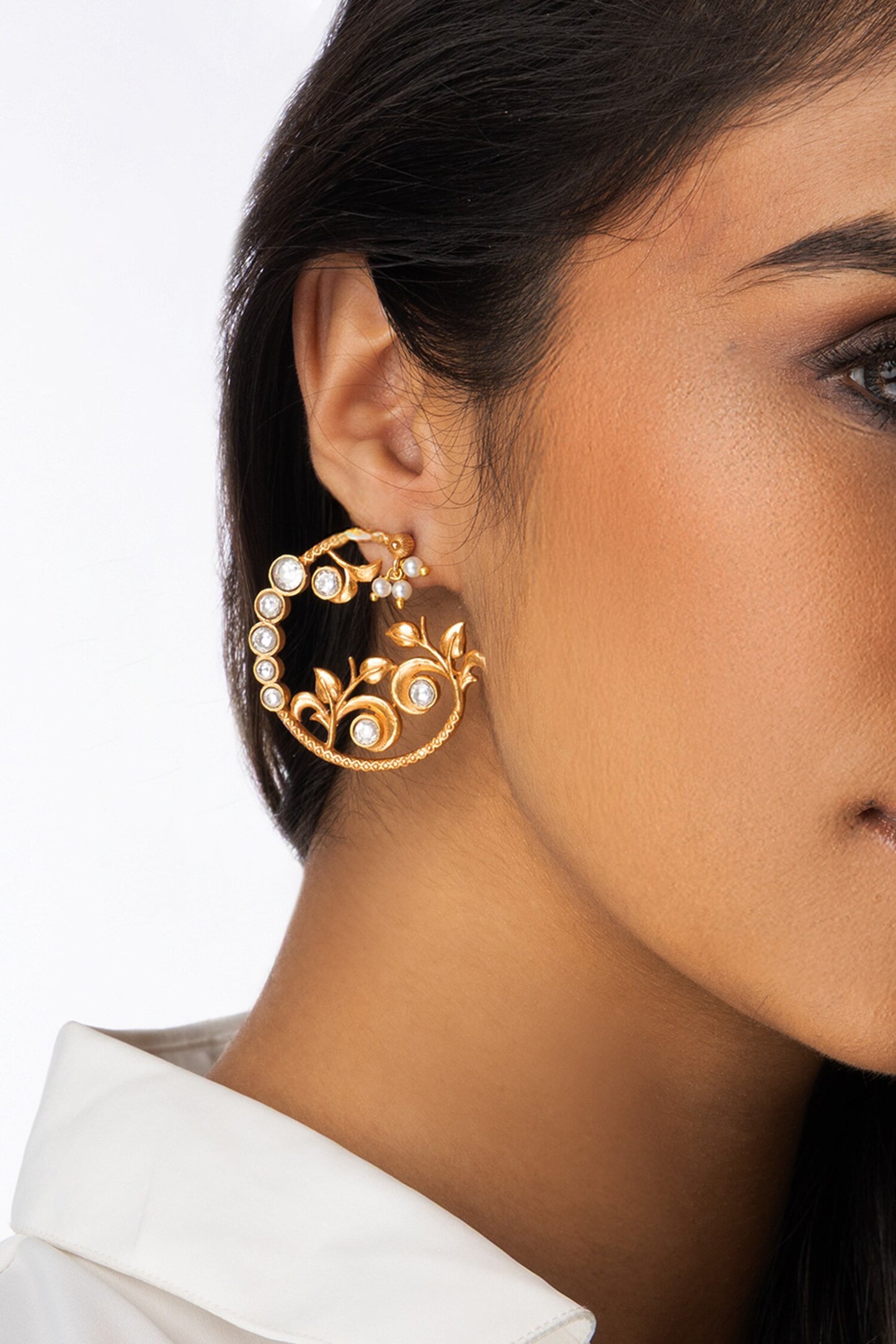 Round Cluster Uncut Earrings 