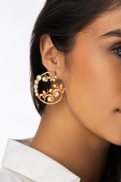 Round Cluster Uncut Earrings 